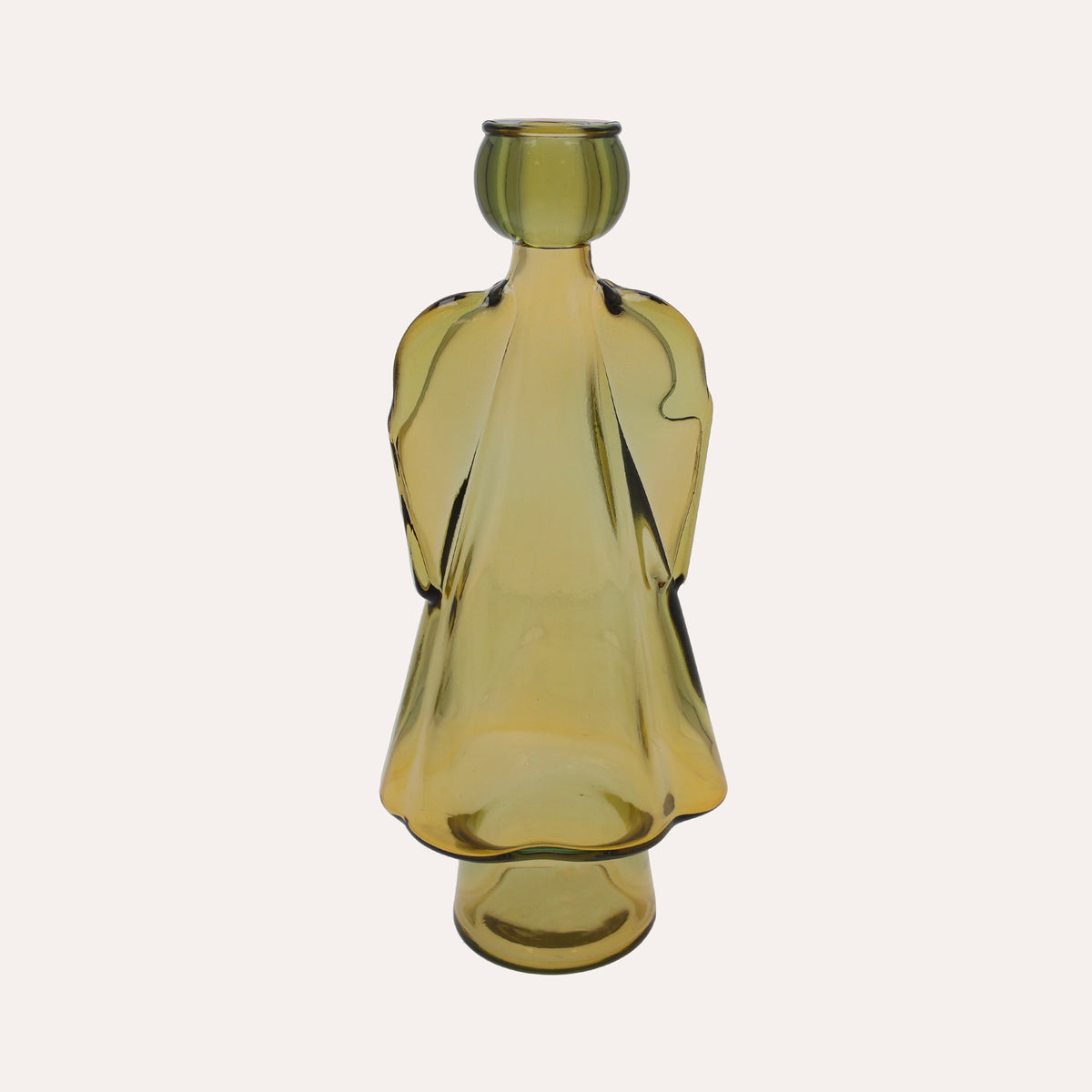 Glasengel mit gelbem Kerzenhalter (10x8x34cm)