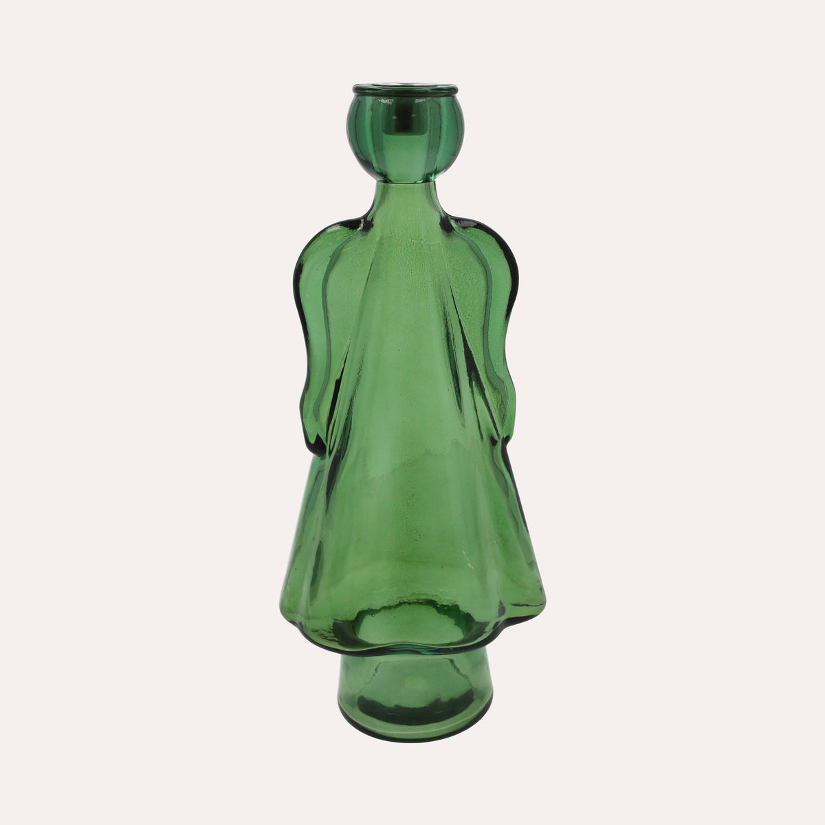 Glasengel mit grünem Kerzenhalter (10x8x34cm)