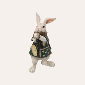 White rabbit with resin clock