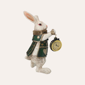 White rabbit with resin clock