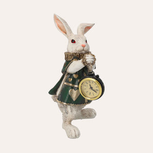 White rabbit with resin clock