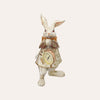 Figura Conejo con Reloj de Resina Blanca y Dorada H. 24 cm