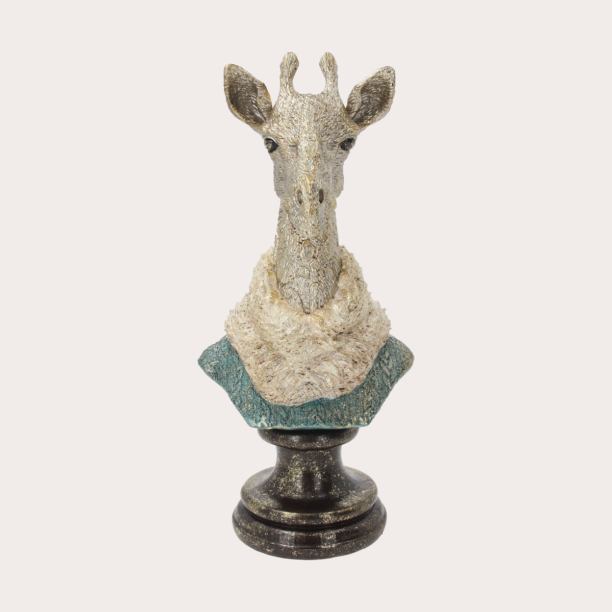 Busto de Jirafa en Resina Dorada H. 57 cm