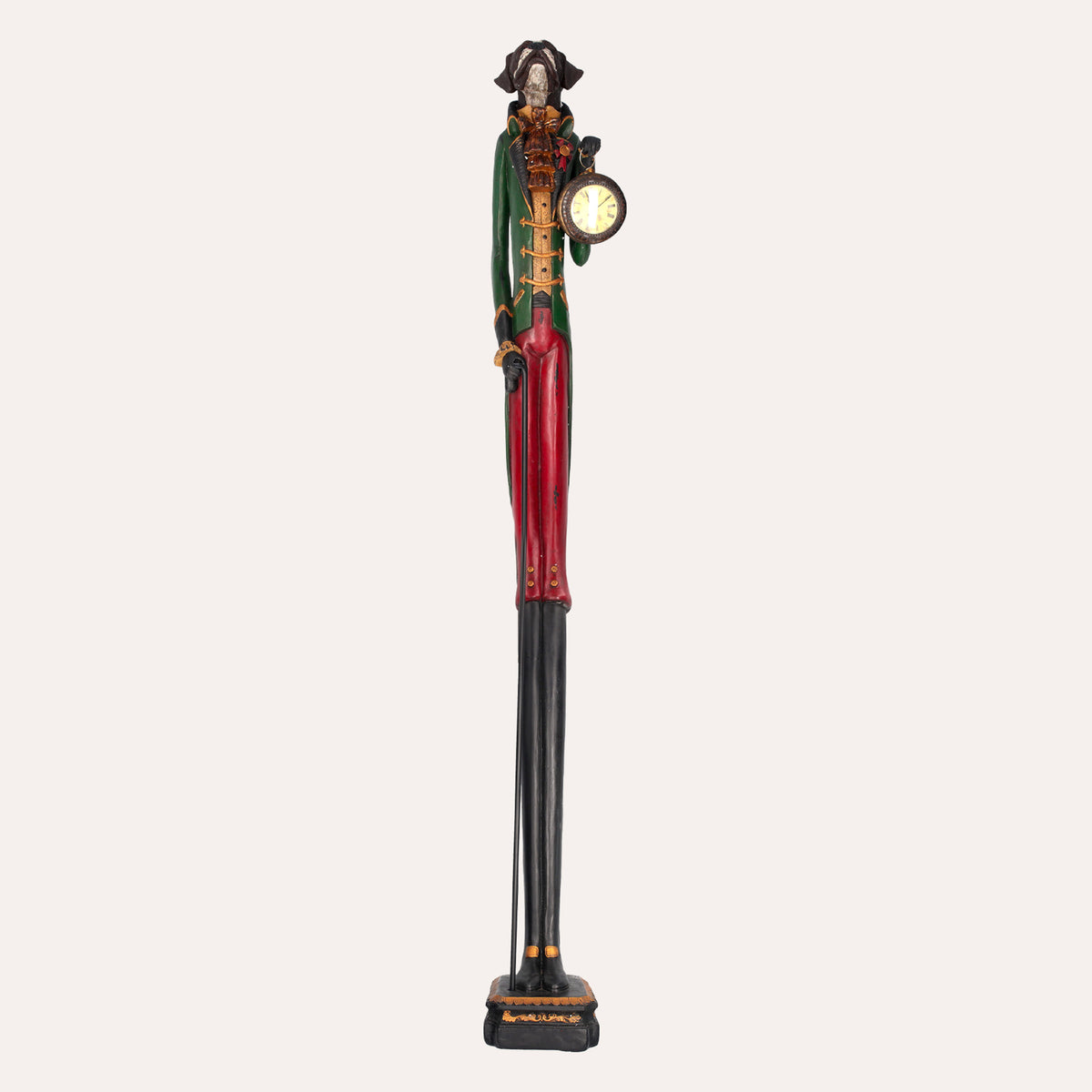 Statua Cane con Orologio in Resina H. 143 cm