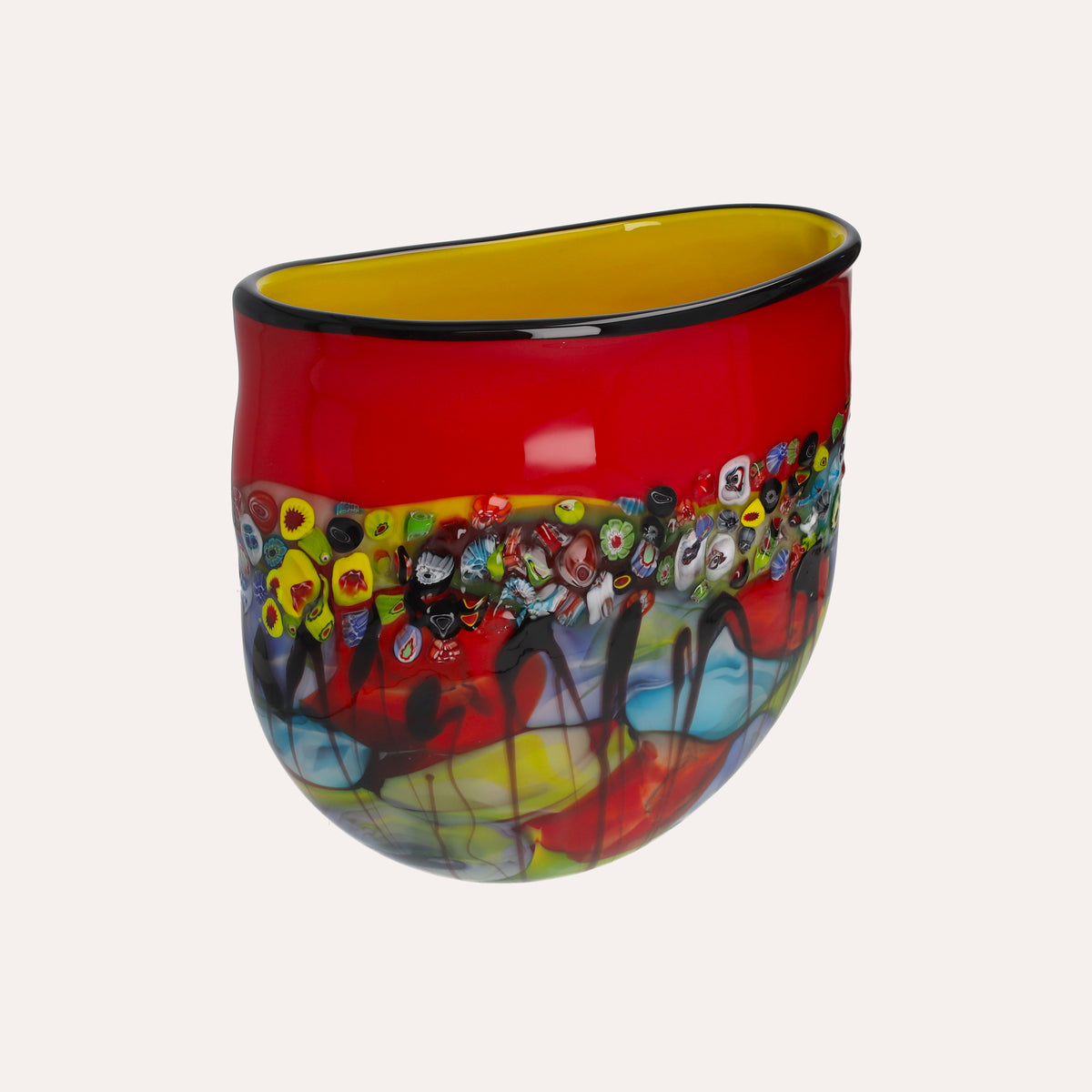 Jarrón decorativo de cristal ovalado (34x30) Rojo