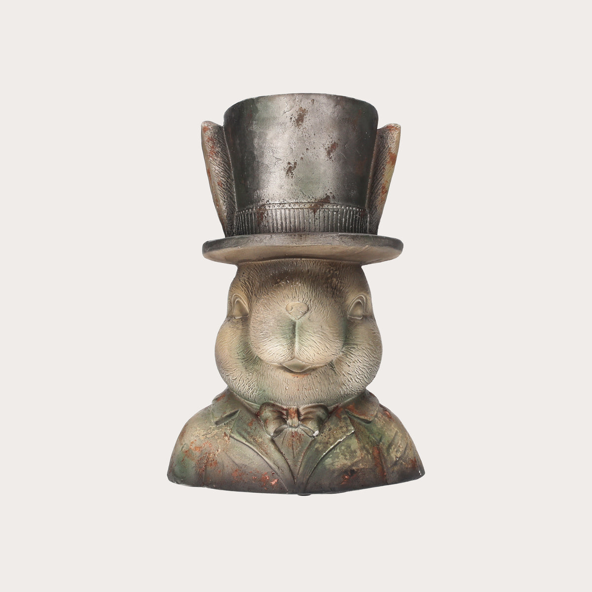 Rabbit Vase Holder in Grey/Brown Resin
