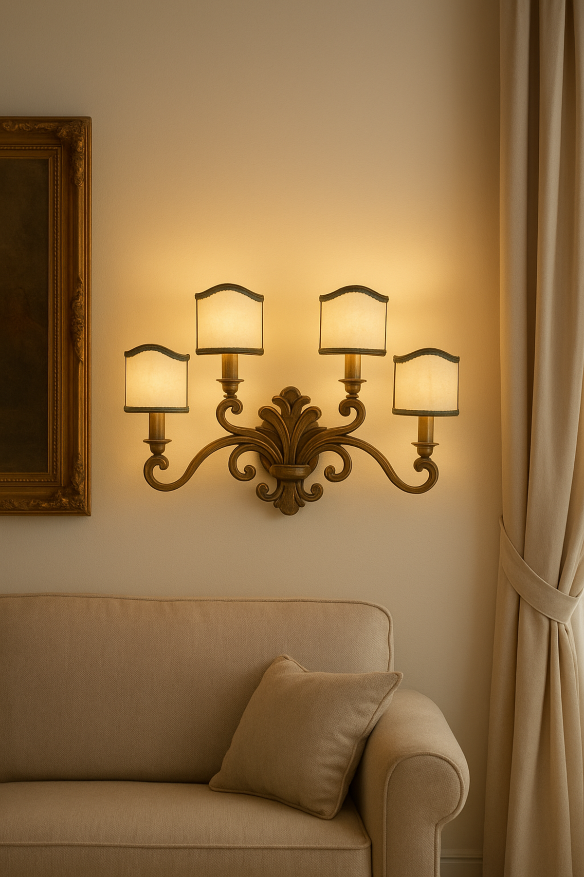 Brass Applique With Four Lights