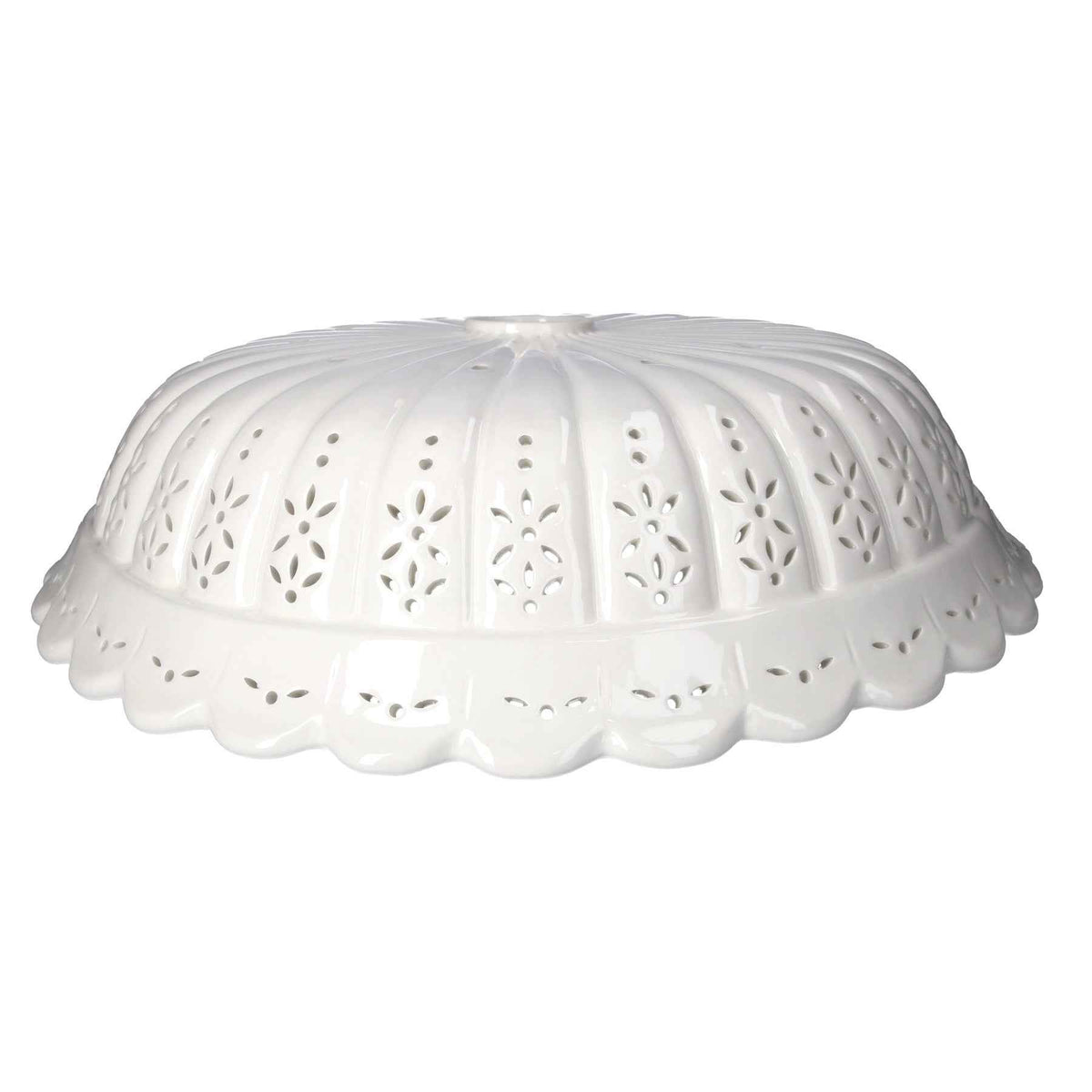 Round Lampshade 42 cm in Perforated White Ceramic