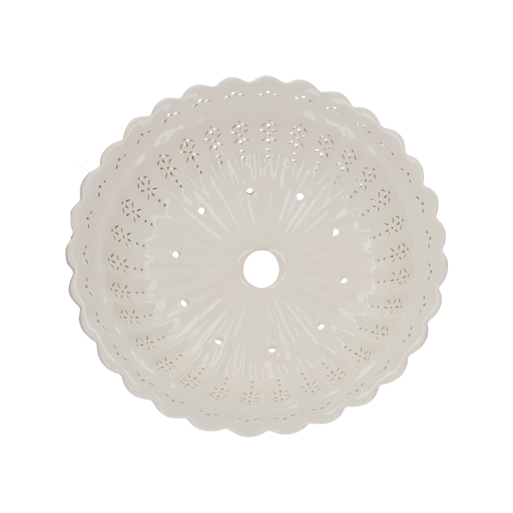 Round Lampshade 42 cm in Perforated White Ceramic