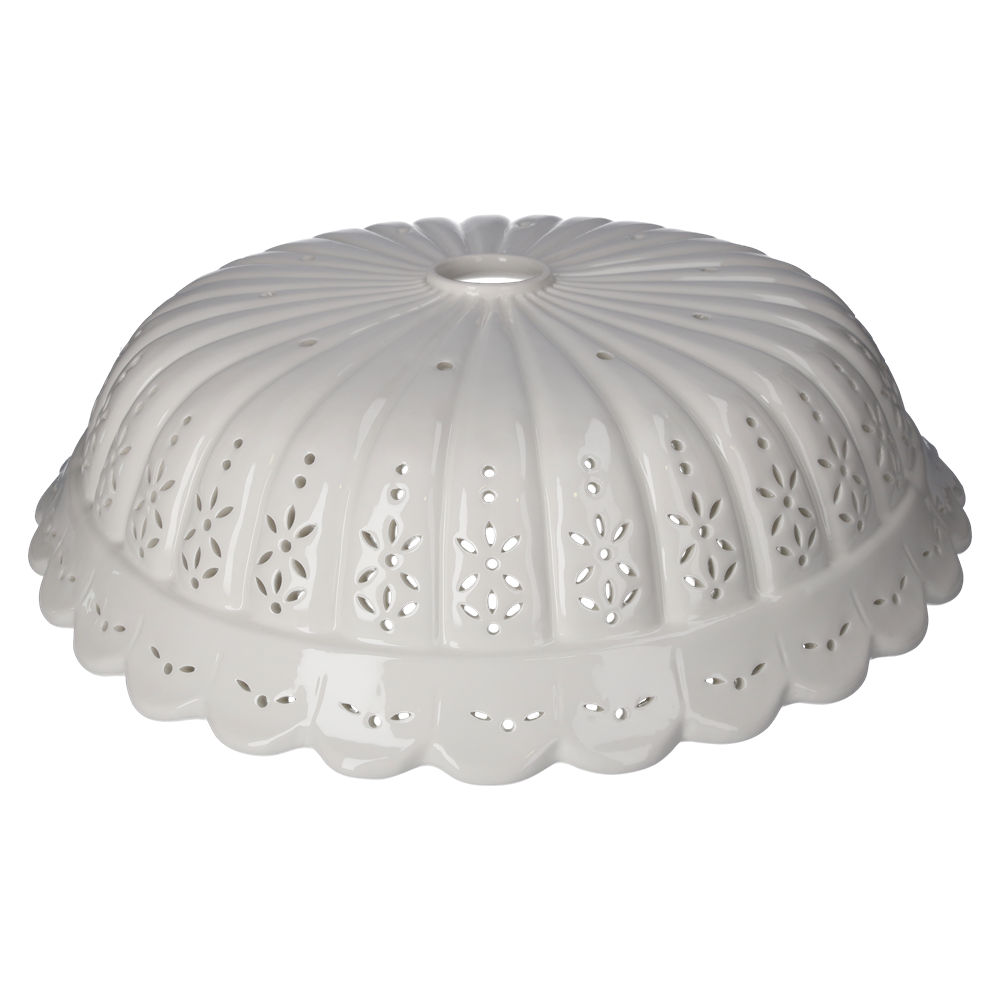 Round Lampshade 42 cm in Perforated White Ceramic