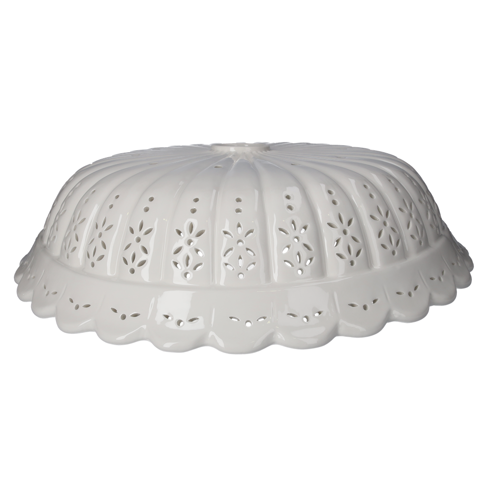Round Lampshade 42 cm in Perforated White Ceramic